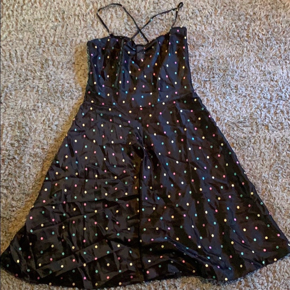 Polka dot black A Line Dress